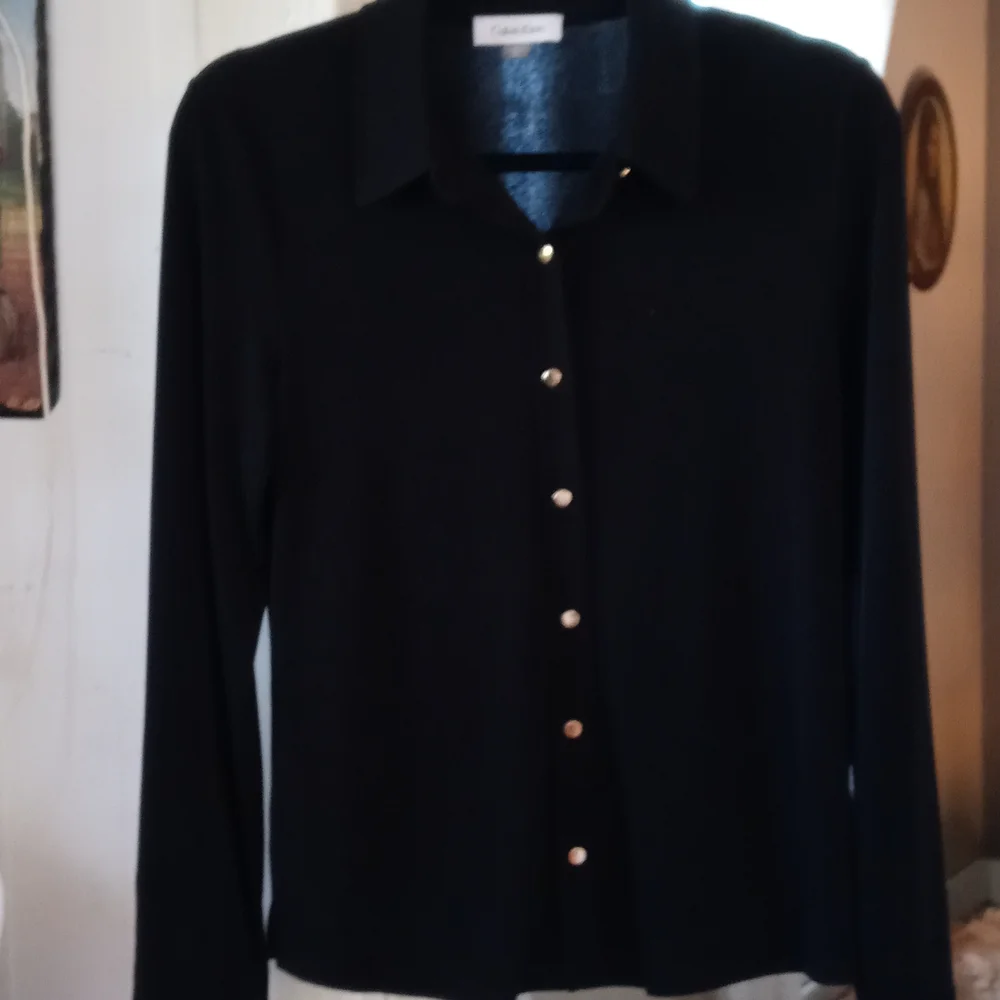Calvin Klein Black Button down collard shirt Size PS - Picture 1 of 8